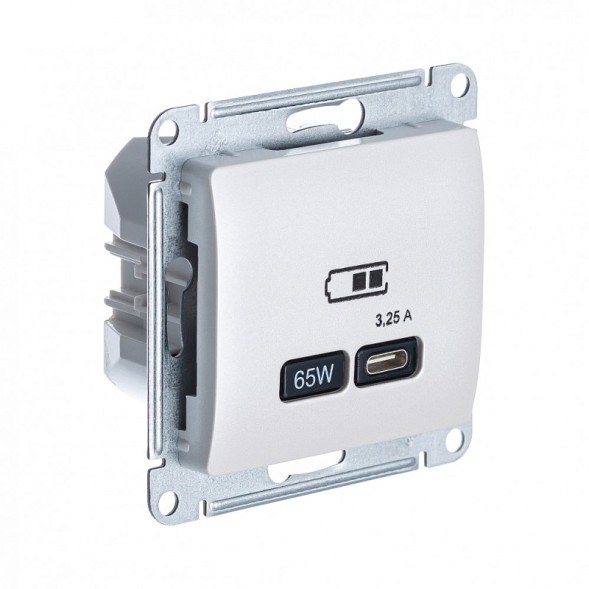 USB Розетка тип-C 65W высокоскор.заряд. QC, PD, механизм Schneider Electric Glossa Перламутр GSL000627